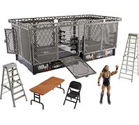 Mattel WWE NXT TakeOver War Games Set de jeu avec 2 anneaux NXT, 2 cages de connexion, accessoires détachables et figurine Mattel WWE Keith Lee, pour figurines d'action de 15,2 cm