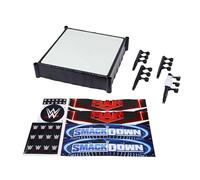 Mattel WWE Ring Superstar, environ 35 cm avec tapis tendu par des ressorts, 4 autocollants d’événements pour l’extérieur du ring et cordes Pro-Tension pour figurines WWE, HLN13