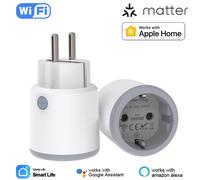 Matter prise d'alimentation intelligente Wifi 16A compteur de puissance télécommande prise ue fonctionne avec Tuya Homekit Echo Alexa Google Home Smartlife