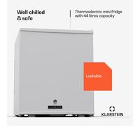 Klarstein Mini Réfrigérateur - 44L, avec porte en verre, pour boissons & snacks, Petit & Silencieux, Clayettes réglables, Serrure, Butée de porte interchangeable, Pieds réglables en hauteur