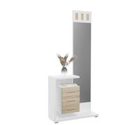 Mattfy Meuble d'entrée Vertical Boston, Pratique et Fonctionnel, Bois, Blanc Cambria, 85 cm (Largeur) x 28 cm (Profondeur) x 190 cm (Hauteur)