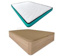 Mattfy Vega Pack Matelas viscoélastique réversible + sommier en Bois Rabattable Grande capacité, Polyuréthane, 105 x 190