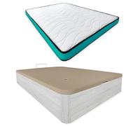 mattfy Vega Pack Matelas viscoélastique réversible + sommier en Bois Rabattable Grande capacité, Polyuréthane, 135 x 190