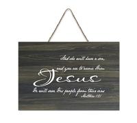 Matthew 1:21 And She Will Have A Son And You Are to Name Him Jesus He Will Save His People From Th Panneau rustique en bois à suspendre Décoration murale pour salon, chambre à coucher, porte, fenêtre