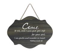 Matthew 11:28 30 Come to Me And I Will Give You Rest for Your Soul I Am Gentle And Humble in Heart Panneau en bois 15,2 x 25,4 cm Décoration murale rustique à suspendre pour porte d'entrée salon