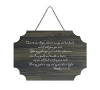 Matthew 11:28 30 Come to Me You Who Are Weary Burdened I Will Give You Rest Take My Yoke Plaque murale en bois à suspendre pour porte de bureau, décoration d'intérieur, 15,2 x 25,4 cm