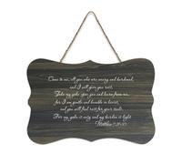 Matthew 11:28 30 Come to Me You Who Are Weary Burdened I Will Give You Rest Take My Yoke Plaque murale en bois rustique Décoration murale 15,2 x 25,4 cm