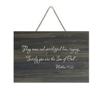 Matthew 14:33 They Came And Worshipped Him Saying Surely You Are The Son of God Plaque murale en bois rustique Décoration murale Cadeau 15,2 x 25,4 cm