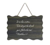 Matthew 4:7 It Is Also Written Do Not Put The Lord Your God to The Test Panneau en bois rustique à suspendre Décoration murale pour salon, chambre à coucher, porte, fenêtre, maison 15,2 x 25,4 cm