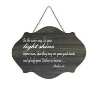 Matthew 5:40,6 cm The Same Way Let Your Light Shine Before Men That They May See Your Good Deeds And Rustic Wood Sign Wall Decor for Living Bedroom Door Window Home 15,2 x 25,4 cm