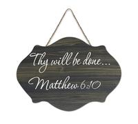 Matthew 6:10 Thy Will Be Done Plaque murale imprimée en bois rustique avec citations positives Poster moderne pour bureau, décoration d'intérieur, cadeaux 15,2 x 25,4 cm