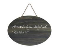 Matthew 6:11 Give Us This Day Our Daily Bread Plaque murale imprimée en bois rustique Art mural citations dictons Craft Poster moderne Bureau Nouvelle Maison Cadeau 15,2 x 25,4 cm