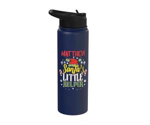 Matthew Le petit assistant du Père Noël Nom de Matthieu Stainless Steel Insulated Water Bottle