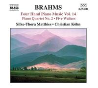 Brahms – Œuvres pour piano à 4 mains, vol. 14 : Quatuor pour piano n°2, Cinq valses – NAXOS