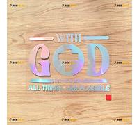 Matthieu 19:26 avec Dieu Toutes Choses sont possibles Bible chrétienne Jésus Croix Autocollant Vinyle - Holographique Irisé 15,2 cm
