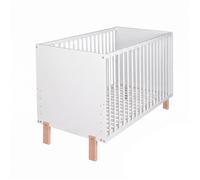 MATTI Lit bébé évolutif à barreaux pieds droits Blanc 120x60 cm