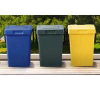 Mattiussi Ecologia - Minimax - Bacs en Plastique pour tri sélectif - Bleu, Jaune, Vert - 32 x 41 x 35 cm