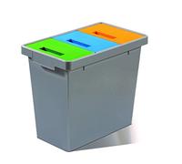 MATTIUSSI POLYMAX poubelle de tri pour la collecte séléctive pour l'intérieur - 40 lt total - grise