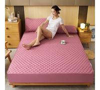 Mattress Protecteur Coton Capturé épais matelash agit comme Une Feuille ajustée Un Couvercle de lit, des Lits appropriés, du Rose Vif, 150x200x25cm