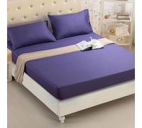 Mattress Protecteur Couvre-draps ajusté Couleur de Couleur Coton Couvre Matelas brossé Feuilles de lit ajustées Double Sets PREADS, 08 Royal Blue, King 193x203CM
