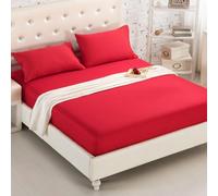 Mattress Protecteur Couvre-draps ajusté Couleur de Couleur Coton Couvrette de Matelas brossé Feuilles de lit ajustées Double Sets Litspreads, 01 Bright Red, X, Long Twin 99x203CM