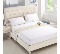 Mattress Protecteur Couvre-draps ajusté Couleur de Couleur Coton Couvrette de Matelas brossé Feuilles de lit ajustées Doubles Sets Préparers, 35 Blancs, 100x200cm