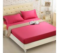 Mattress Protecteur Couvre-draps ajusté Couleur de Couleur Coton Couvrette de Matelas brossé Feuilles de lit ajustées Double Sets PRÉDES, 17 Rose Rouge, X, Long Twin 99x203CM