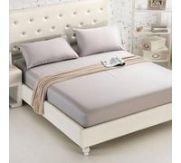 Mattress Protecteur Couvre-draps ajusté Couleur de Couleur Coton Couvrette de Matelas brossé Feuilles de lit ajustées Doubles Sets Préparers, 11 Gris Clair, K 182x213