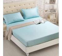 Mattress Protecteur Couvre-draps ajusté Couleur de Couleur Coton Couvrette de Matelas brossé Feuilles de lit ajustées Double Sets PREADS, 14 Haze Blue, Twin 99X190CM