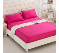 Mattress Protecteur Couvre-draps ajusté Couleur de Couleur Coton Couvrette de Matelas brossé Feuilles de lit ajustées Doubles Sets Préparers, 49 Rose Rose, 120x200cm