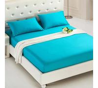 Mattress Protecteur Couvre-draps ajusté Couleur de Couleur Coton Couvrette de Matelas brossé Feuilles de lit ajustées Double Sets Préparers, 15 lac Bleu, 150x200cm
