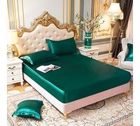 Mattress Protecteur Satin Rayon Adapté Discussion Poire d'oreiller Solide Couleur de Couleur Élastique Couvre Matelas à la Maison Coquette de lit de lit à la Maison, 4, US Queen Size 1 PCS
