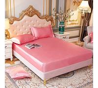 Mattress Protecteur Solide Feuilles de lit ajustées en Satin Solide Single Double Lit Douplage de Bande élastique Couverture de Matelas, 14,160x200cm 1 PCS