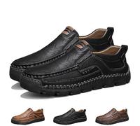 Matufit Men's Handcrafted Cowhide Orthopedic Loafers - Wide Toe Box, Men's Comfortable Casual Genuine Leather Slip on Loafers (Black,44)