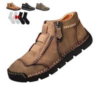 Matufit Shoes for Men, Men's Leather Waterproof Non-Slip Fashionable Orthopedic Shoes, Slip on Lightweight Loafers (Brown,7 (US))