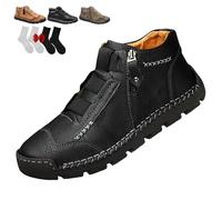 Matufit Shoes for Men, Men's Leather Waterproof Non-Slip Fashionable Orthopedic Shoes, Slip on Lightweight Loafers (Black,7 (US))