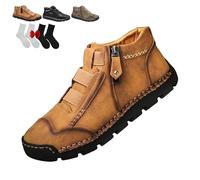 Matufit Shoes for Men, Men's Leather Waterproof Non-Slip Fashionable Orthopedic Shoes, Slip on Lightweight Loafers (Yellow,7 (US))