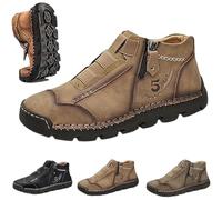 Matufit Shoes for Men,Men's Leather Waterproof Non-Slip Fashionable Shoes,Slip-on Casual Walking Shoess (Brown,32.5)