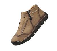 Matufit Shoes for Men, Waterproof Non Slip Lightweight Casual Side Zip Slip-on Matufit Orthopedic Shoes for Men (Brown,43)