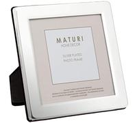 Maturi 10 x 10 cm Cadre photo plaqué argent à bord plat 4 x 4 pouces
