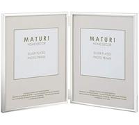 Maturi 10 x 15cm Double Cadre Photo Fin Portrait, Plaqué Argent