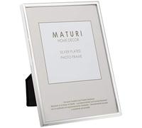 Maturi 9 x 13 cm Cadre Photo Bord Fin Plaqué Argent 3,5 x 5 pouces