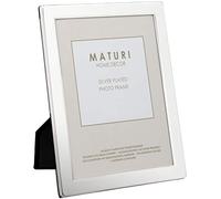 Maturi 9 x 13 cm Cadre photo plaqué argent à bord plat 3,5 x 5 pouces