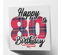 Maturi Carte d'anniversaire tartan « Happy 80th Birthday » - Intérieur vierge
