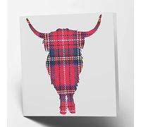 Maturi Carte de vœux en tartan de vache des Highlands - Intérieur vierge, carrée 15,5 x 15,5 cm