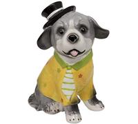 Maturi H704 Boîte à bijoux en céramique en forme de chien assis avec veste jaune et pot de rangement vert et blanc