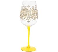 Maturi Verre à vin peint à la main, motif floqué doré, 400 ml, boîte cadeau