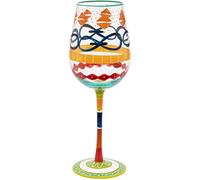 Maturi Verre à vin peint à la main, motif multicolore, 400 ml, boîte cadeau