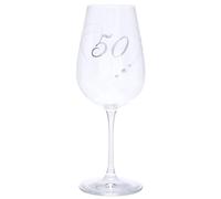 Maturi Verre à vin pour 50e anniversaire avec cœur gravé et détails en strass, Clair