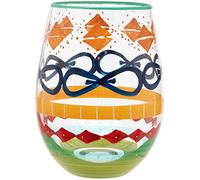 Maturi Verre à vin sans pied peint à la main, motif multicolore, 530 ml, boîte cadeau